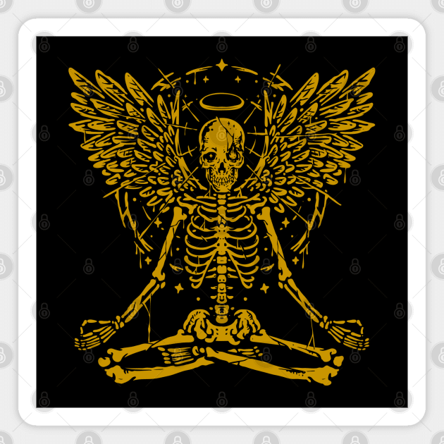 Skeleton Yoga Gold Magnet by machmigo